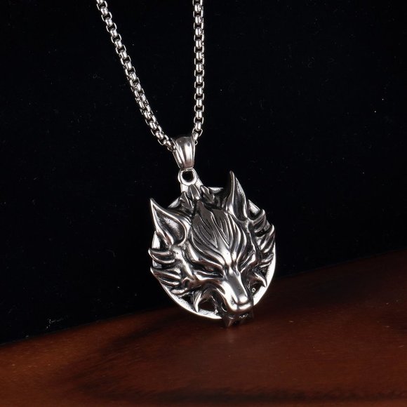 ❤️Retro wolf head steel pendant necklace for women/men, N90201P167 - Picture 3 of 8